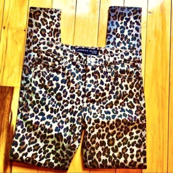 VERONICA BEARD BROOKE MID-RISE LEOPARD PRINT SKINNY JEANS SZ 0 NWT - Picture 8 of 16